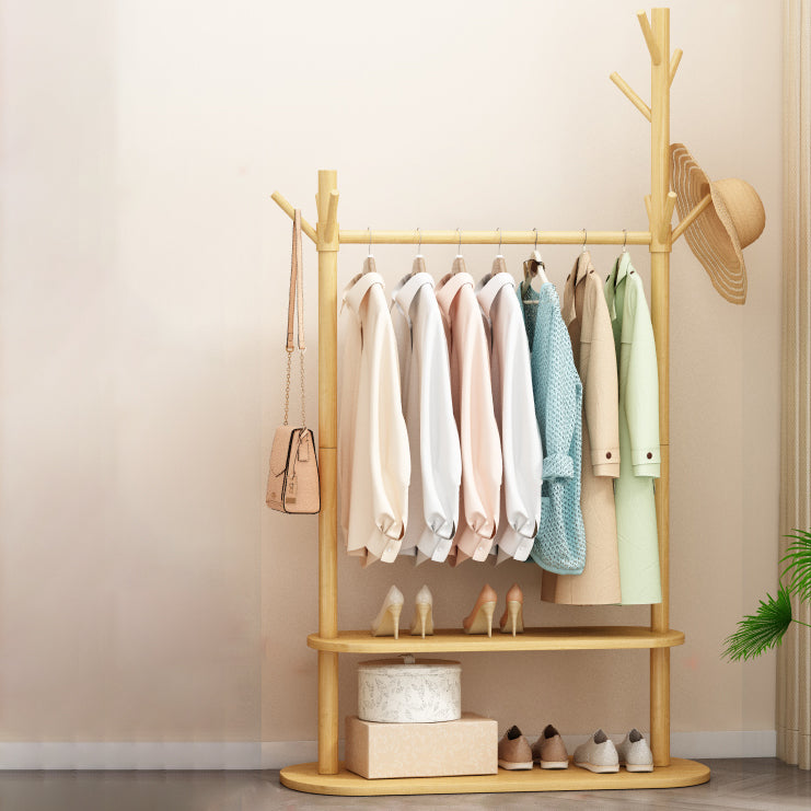 Contemporary Style Open Armoire Pine Wood Armoire with Clothing Rod