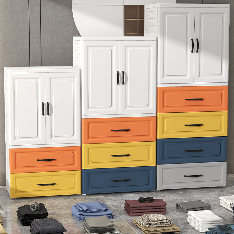 Contemporary Style Wardrobe Plastic Bedroom Wardrobe Closet With Drawer
