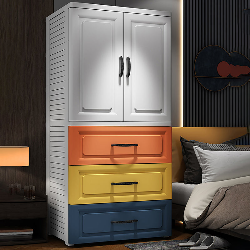 Contemporary Style Wardrobe Plastic Bedroom Wardrobe Closet With Drawer