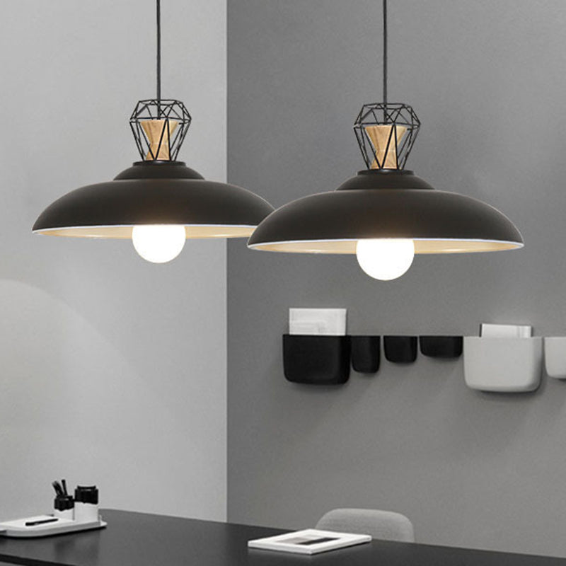 2 Heads Island Lighting Industrial Restaurant Pendant Lamp Fixture with Barn Metal Shade in Black