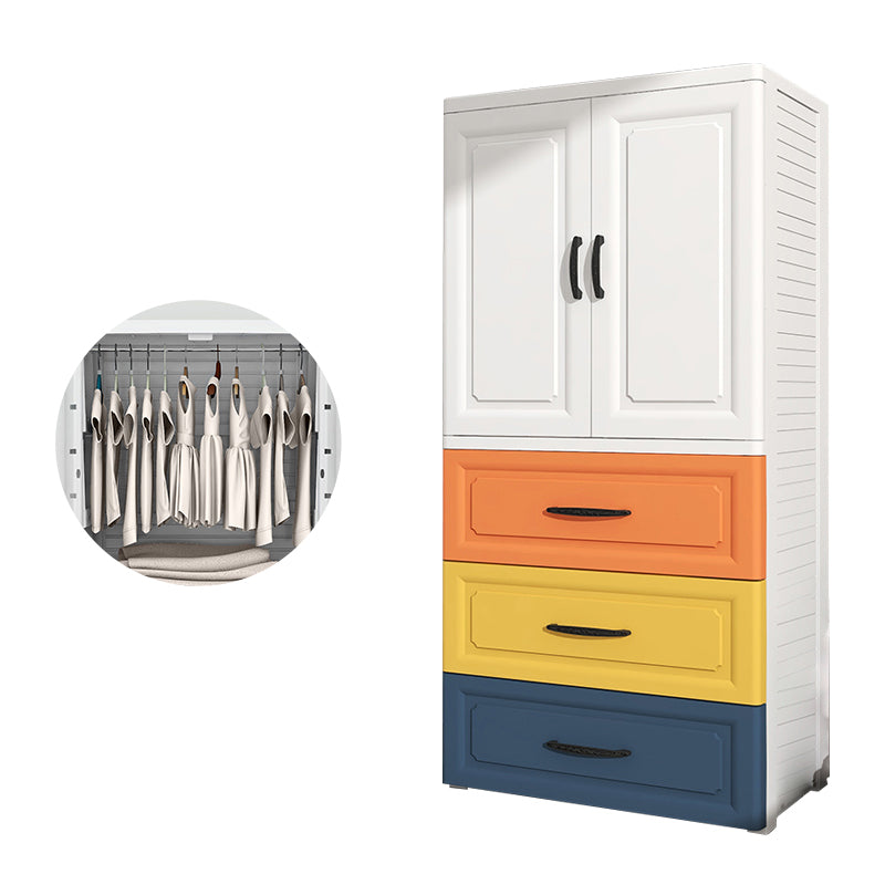 Contemporary Style Wardrobe Plastic Bedroom Wardrobe Closet With Drawer