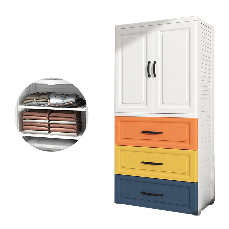 Contemporary Style Wardrobe Plastic Bedroom Wardrobe Closet With Drawer
