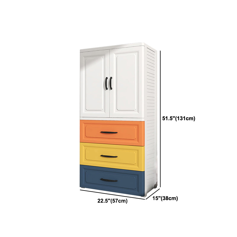 Contemporary Style Wardrobe Plastic Bedroom Wardrobe Closet With Drawer