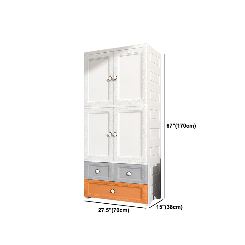 Contemporary Style Wardrobe Plastic Bedroom Wardrobe Closet With Drawer