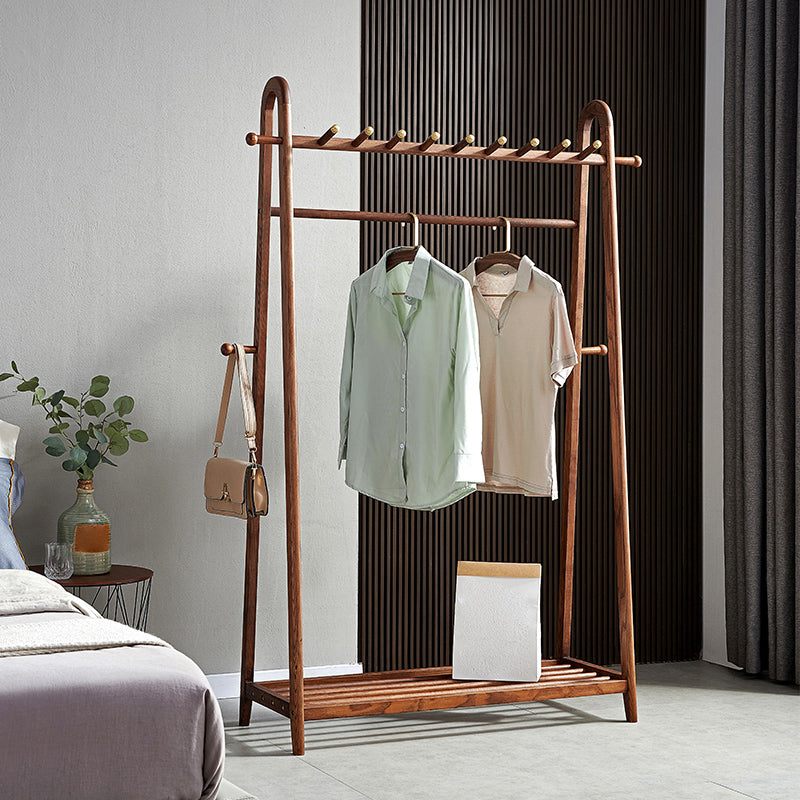 Brown Contemporary Style Armoire Ash Wood Open Armoire with Clothing Rod