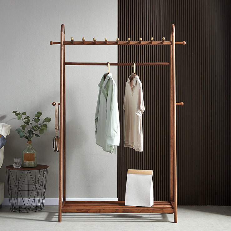 Brown Contemporary Style Armoire Ash Wood Open Armoire with Clothing Rod