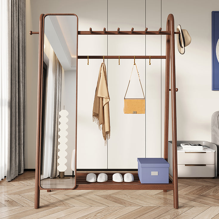 Brown Contemporary Style Armoire Ash Wood Open Armoire with Clothing Rod