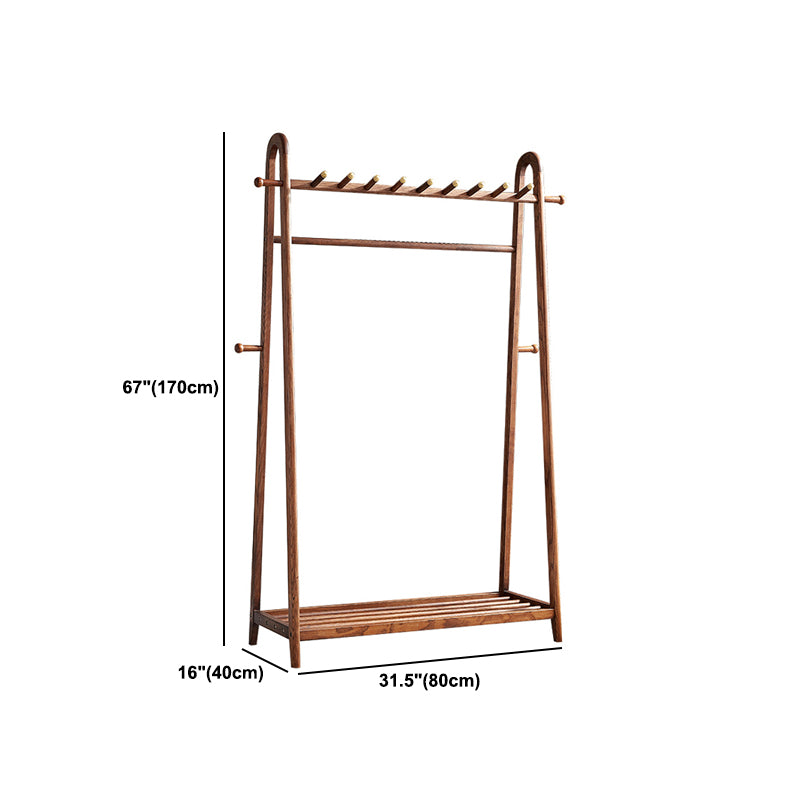 Brown Contemporary Style Armoire Ash Wood Open Armoire with Clothing Rod