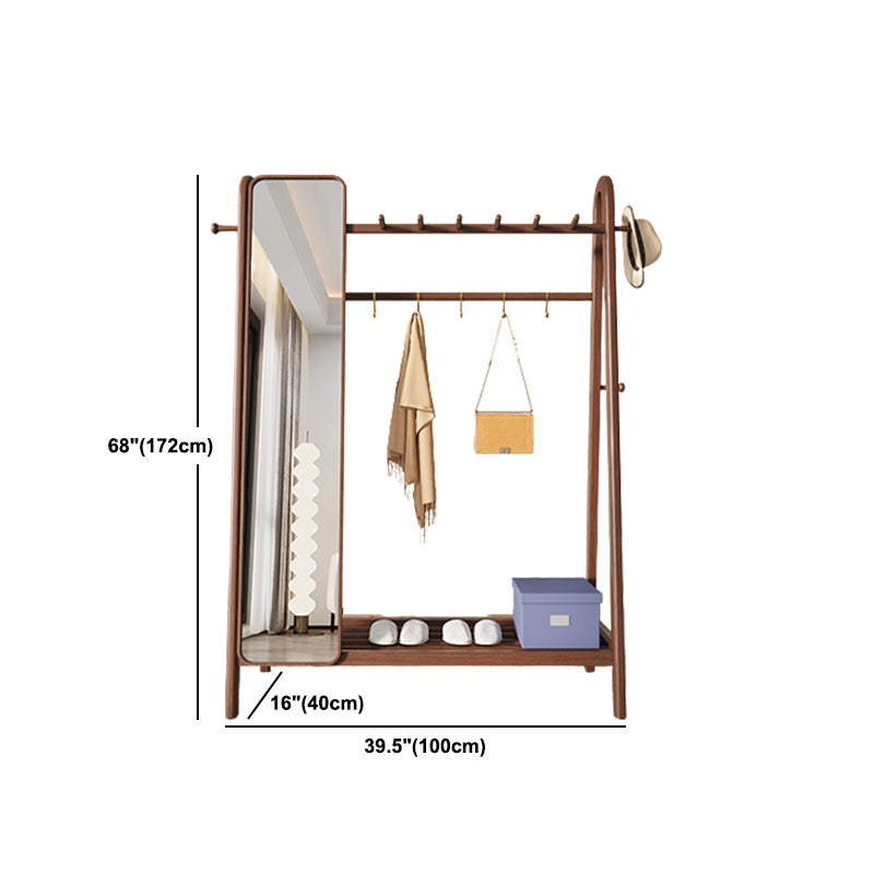 Brown Contemporary Style Armoire Ash Wood Open Armoire with Clothing Rod