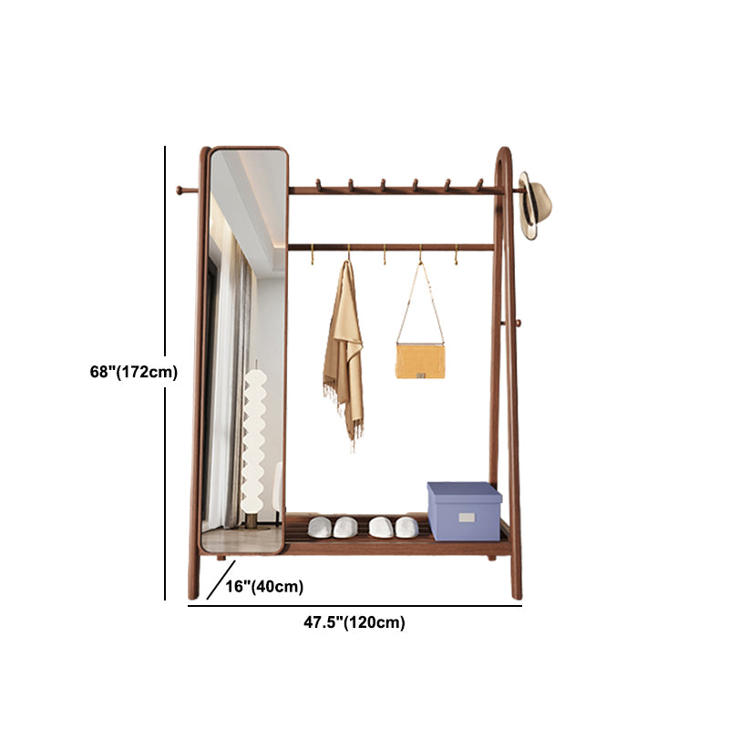 Brown Contemporary Style Armoire Ash Wood Open Armoire with Clothing Rod