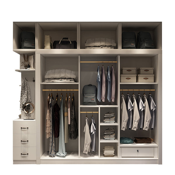 Contemporary Style Wardrobe White Colour Wooden Wardrobe Closet With Drawer