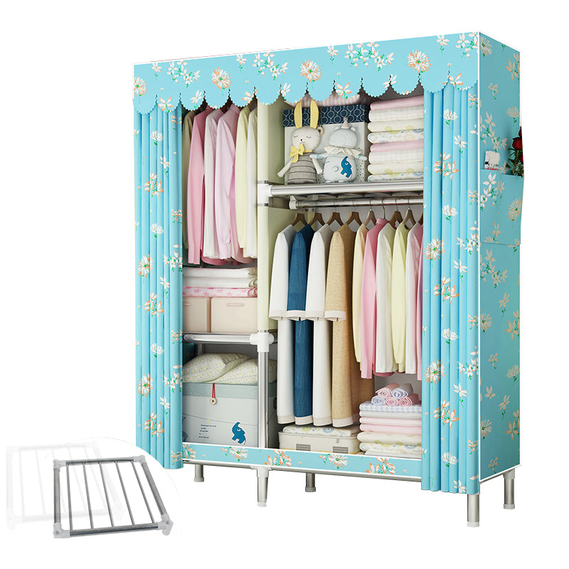 Steel Frame Wardrobe Armoire Contemporary Style Wardrobe Cabinet for Bedroom