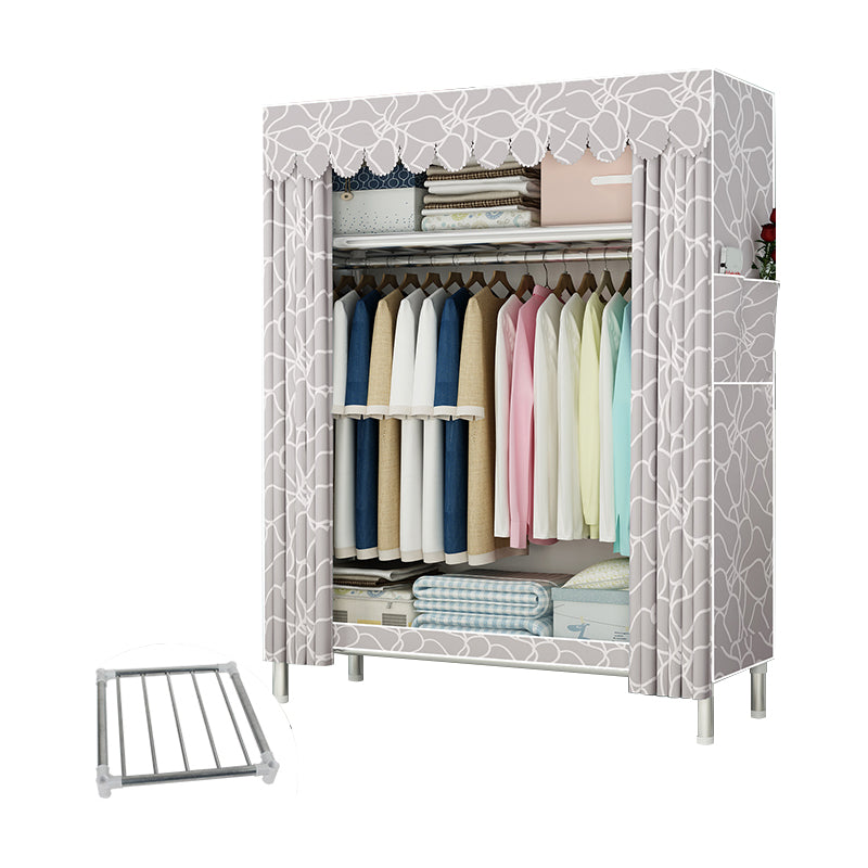 Steel Frame Wardrobe Armoire Contemporary Style Wardrobe Cabinet for Bedroom