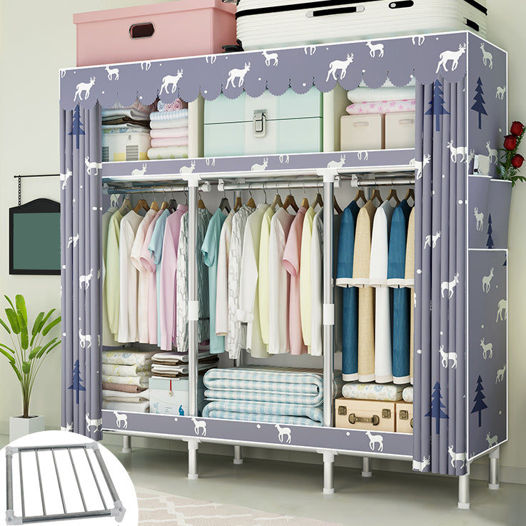 Steel Frame Wardrobe Armoire Contemporary Style Wardrobe Cabinet for Bedroom