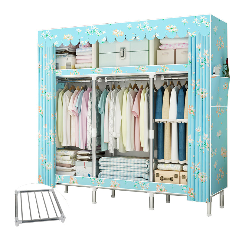 Steel Frame Wardrobe Armoire Contemporary Style Wardrobe Cabinet for Bedroom