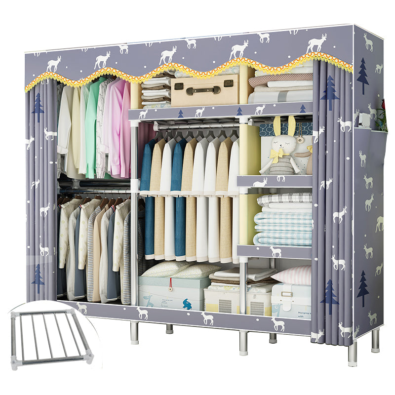 Steel Frame Wardrobe Armoire Contemporary Style Wardrobe Cabinet for Bedroom