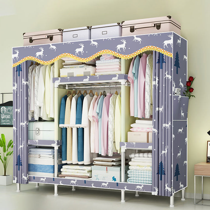 Steel Frame Wardrobe Armoire Contemporary Style Wardrobe Cabinet for Bedroom