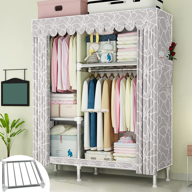 Steel Frame Wardrobe Armoire Contemporary Style Wardrobe Cabinet for Bedroom