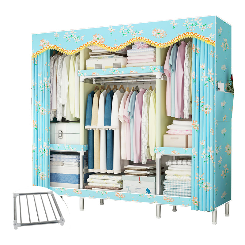 Steel Frame Wardrobe Armoire Contemporary Style Wardrobe Cabinet for Bedroom