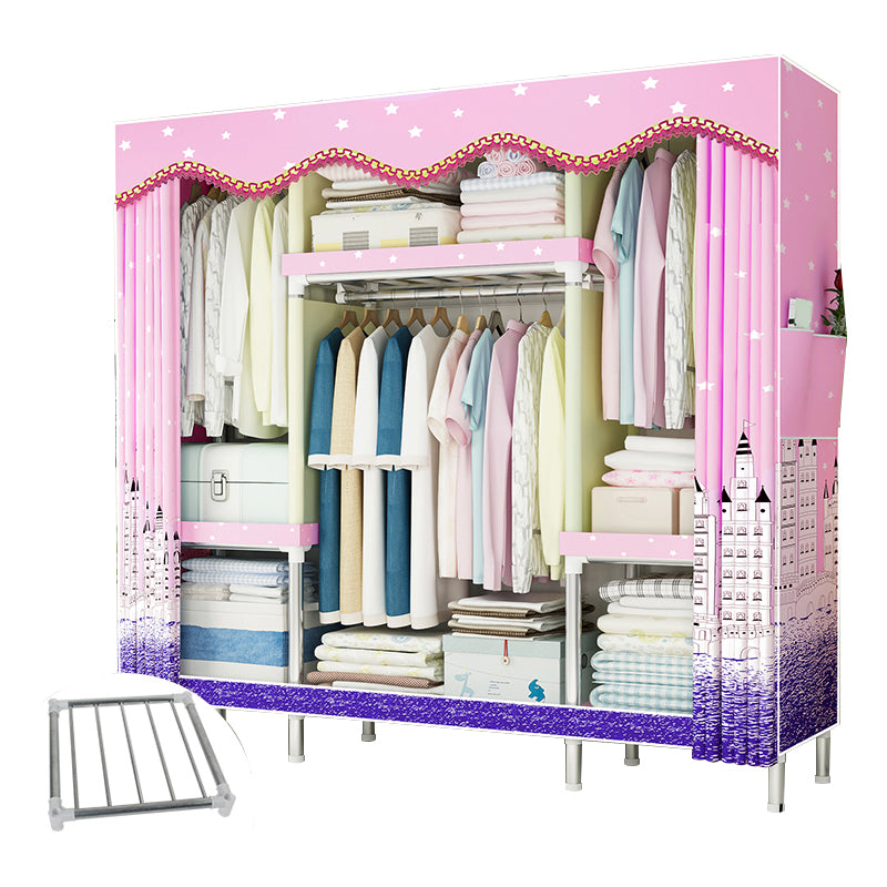 Steel Frame Wardrobe Armoire Contemporary Style Wardrobe Cabinet for Bedroom