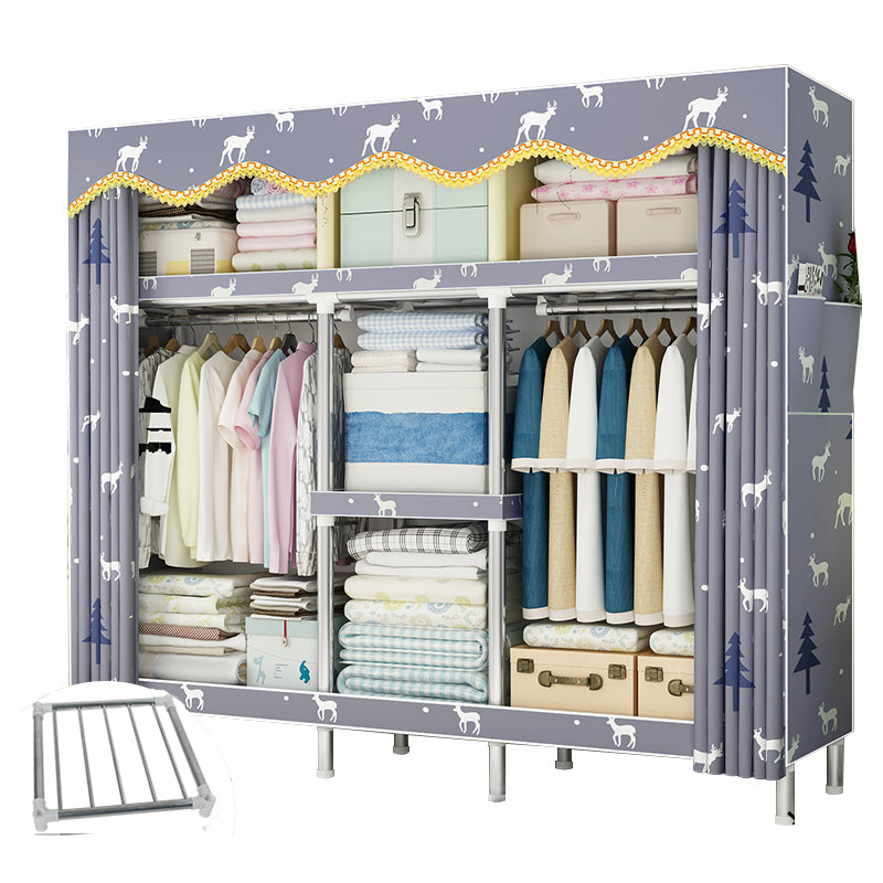 Steel Frame Wardrobe Armoire Contemporary Style Wardrobe Cabinet for Bedroom