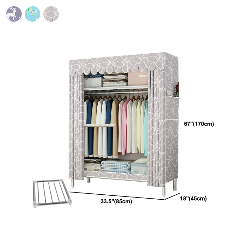 Steel Frame Wardrobe Armoire Contemporary Style Wardrobe Cabinet for Bedroom