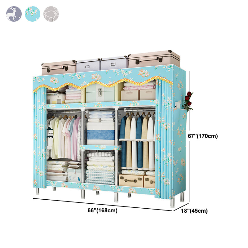 Steel Frame Wardrobe Armoire Contemporary Style Wardrobe Cabinet for Bedroom
