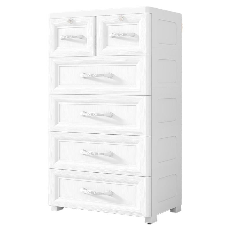 Contemporary Style Non-Hanging Armoire Plastic Cabinet with Drawers
