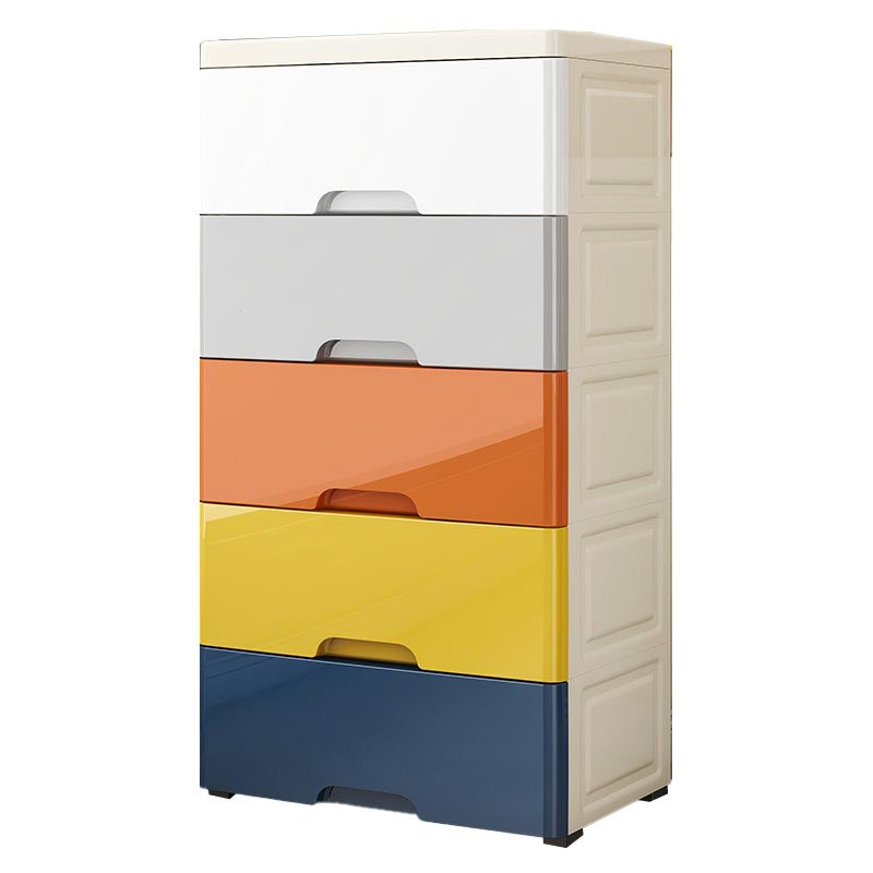 Contemporary Style Non-Hanging Armoire Plastic Cabinet with Drawers
