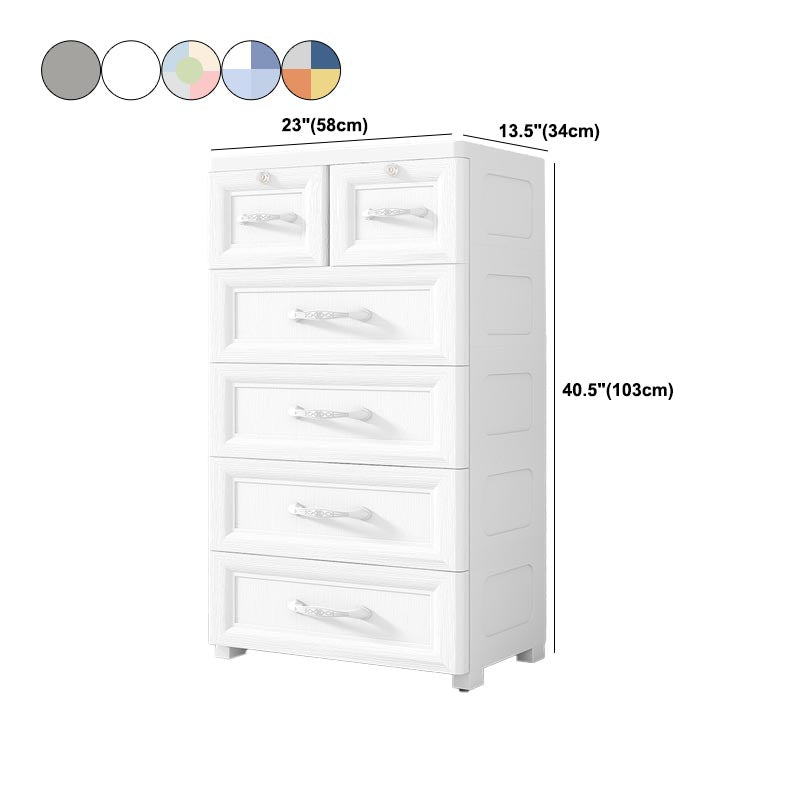 Contemporary Style Non-Hanging Armoire Plastic Cabinet with Drawers