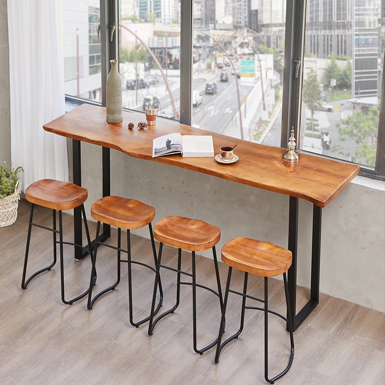 Modern Rectangle Solid Wood Bar Table Set 1/2/4/5/9 Pieces Counter Table with Stools