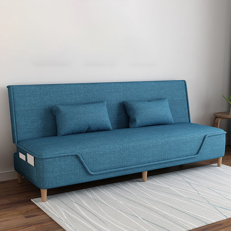Linen Blend Contemporary Armless Sofa with Storage Bag Convertible Sofa for Living Room