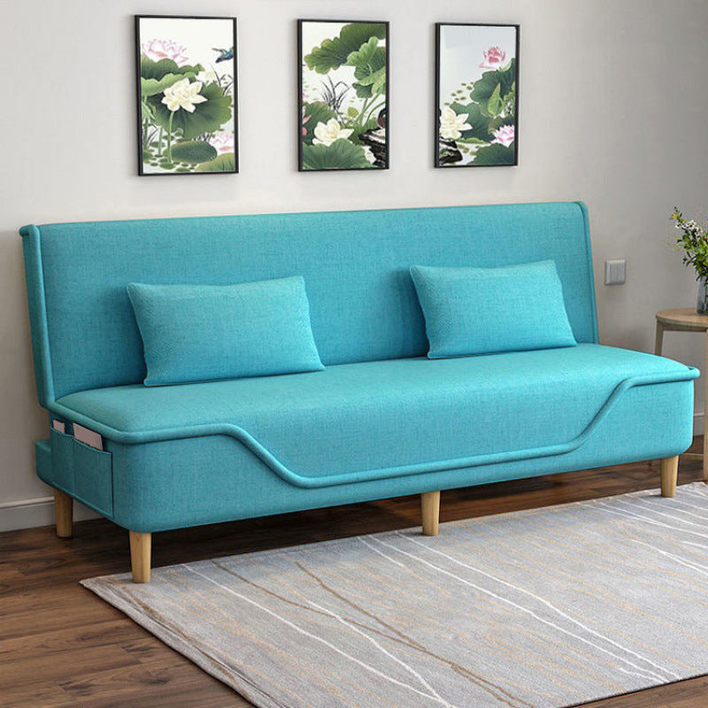 Linen Blend Contemporary Armless Sofa with Storage Bag Convertible Sofa for Living Room