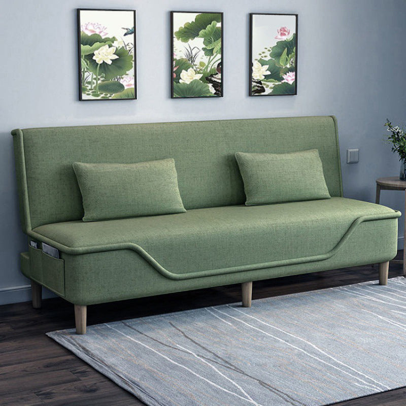 Linen Blend Contemporary Armless Sofa with Storage Bag Convertible Sofa for Living Room