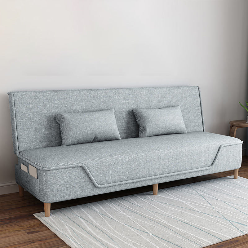 Linen Blend Contemporary Armless Sofa with Storage Bag Convertible Sofa for Living Room