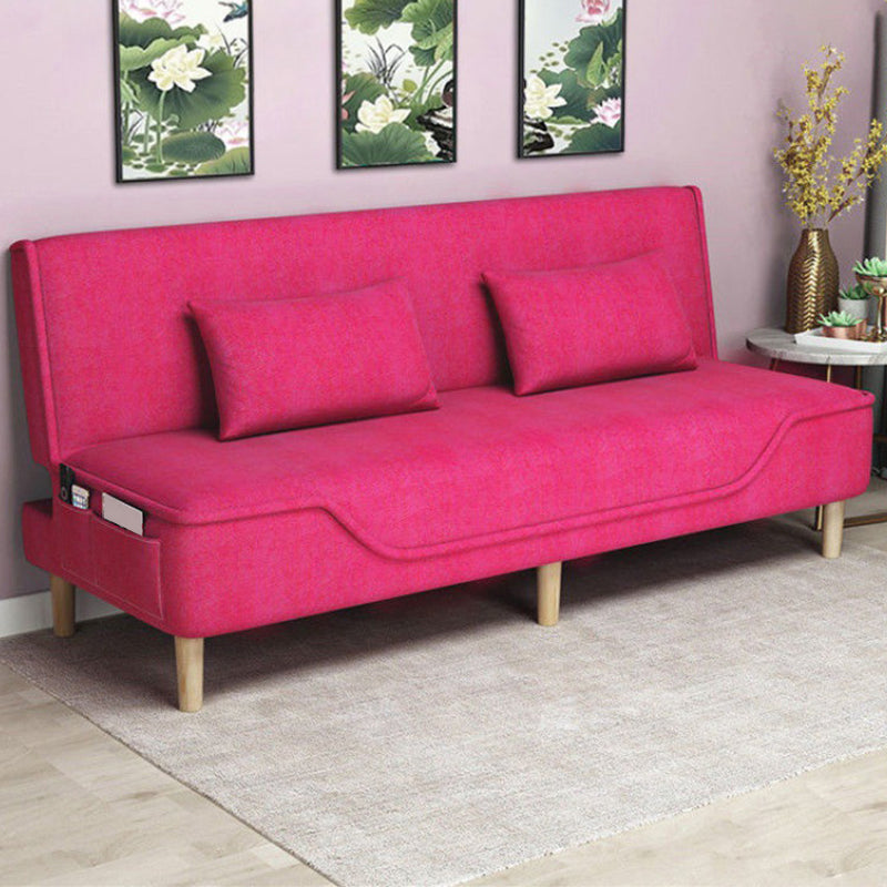 Linen Blend Contemporary Armless Sofa with Storage Bag Convertible Sofa for Living Room