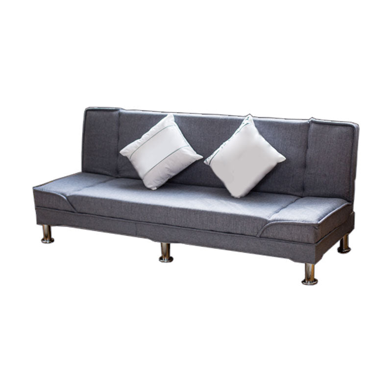 Modern Cotton Blend and Velvet Convertible Loose Back Armless Sofa Bed
