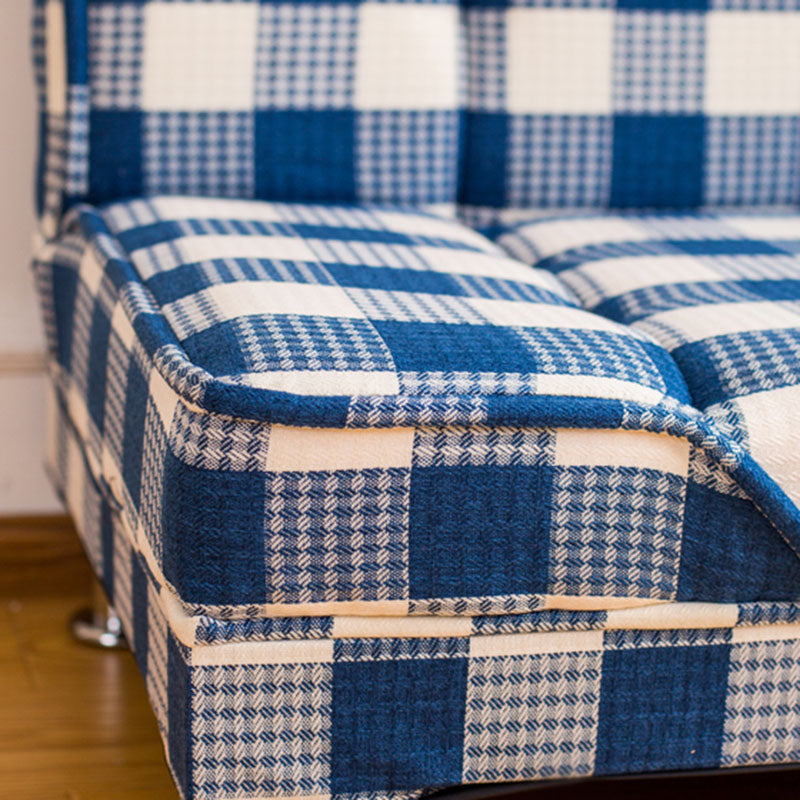 Modern Cotton Blend and Velvet Convertible Loose Back Armless Sofa Bed