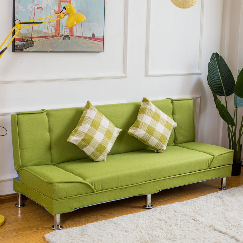 Modern Cotton Blend and Velvet Convertible Loose Back Armless Sofa Bed