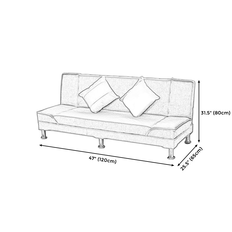 Modern Cotton Blend and Velvet Convertible Loose Back Armless Sofa Bed