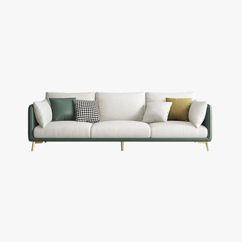 Stationary Stain Resistant Faux Leather 3-seater Pillow Top Arm Sofa