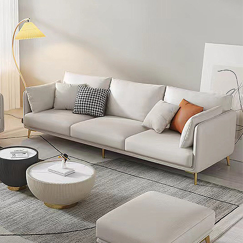 Stationary Stain Resistant Faux Leather 3-seater Pillow Top Arm Sofa