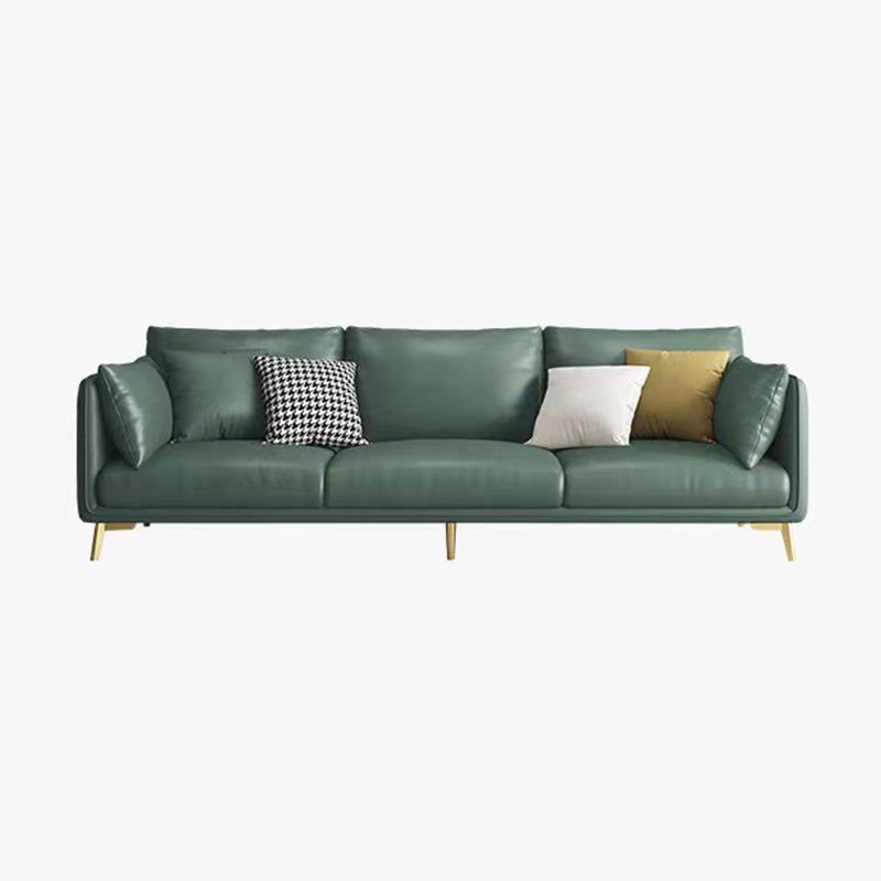Stationary Stain Resistant Faux Leather 3-seater Pillow Top Arm Sofa