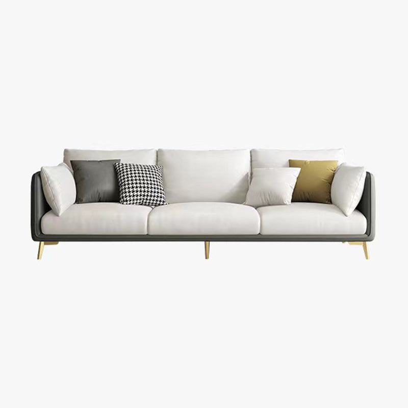 Stationary Stain Resistant Faux Leather 3-seater Pillow Top Arm Sofa
