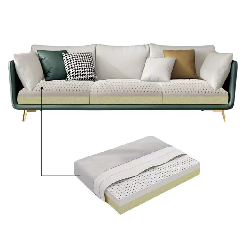 Stationary Stain Resistant Faux Leather 3-seater Pillow Top Arm Sofa
