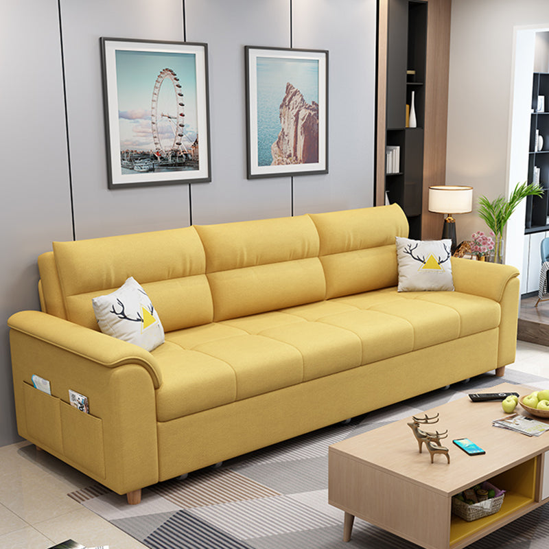 Cotton Blend and Faux Leather Biscuit Back Pillow Top Arm Couch Bed