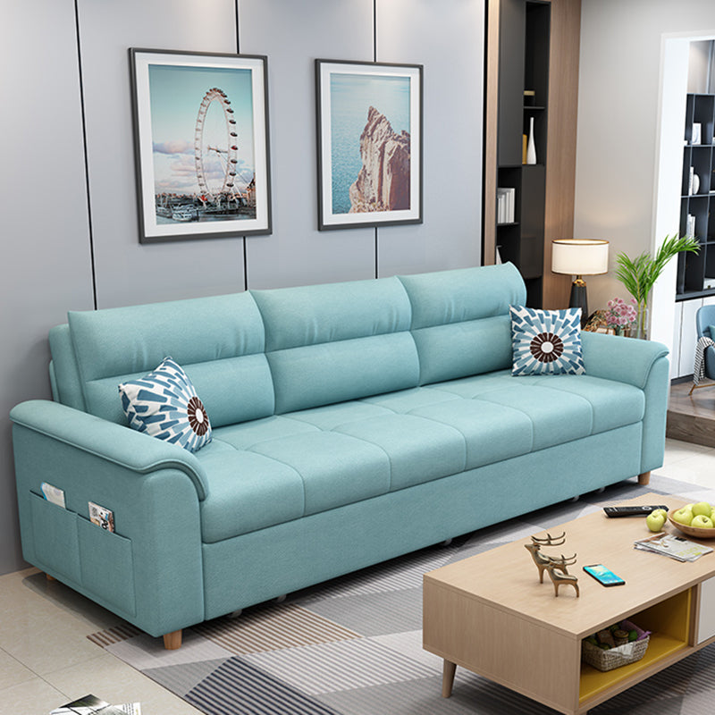 Cotton Blend and Faux Leather Biscuit Back Pillow Top Arm Couch Bed