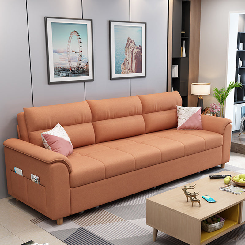 Cotton Blend and Faux Leather Biscuit Back Pillow Top Arm Couch Bed