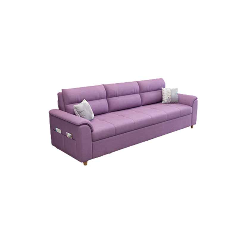 Cotton Blend and Faux Leather Biscuit Back Pillow Top Arm Couch Bed