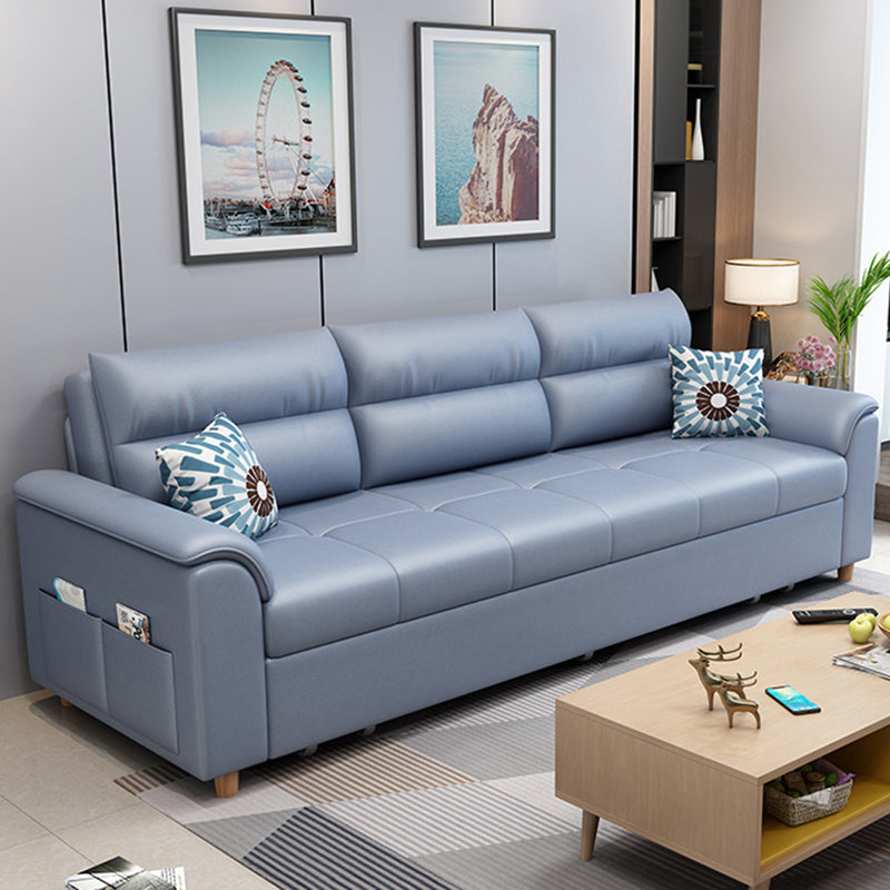 Cotton Blend and Faux Leather Biscuit Back Pillow Top Arm Couch Bed